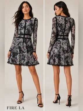 Fire LA Black Mini Dress Stretch Gothic Feminine‎ Date Night Going Out S